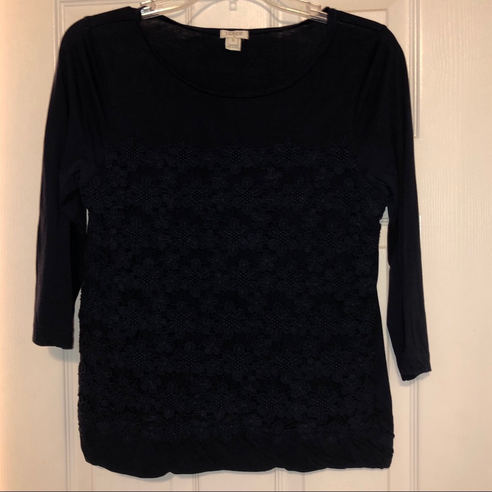 Navy Lace front top
